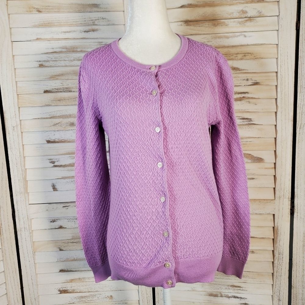 Lands End pastel purple cardigan